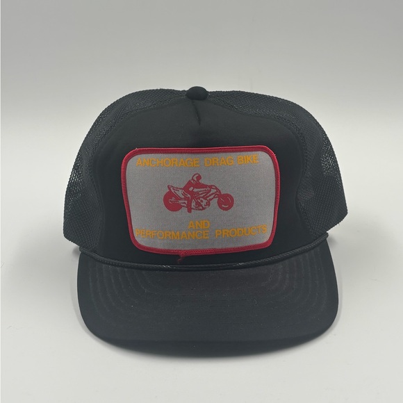 NWOT Vintage 80s Anchorage Drag Bike Hat - Hanes Trucker Alaska Racing Cap